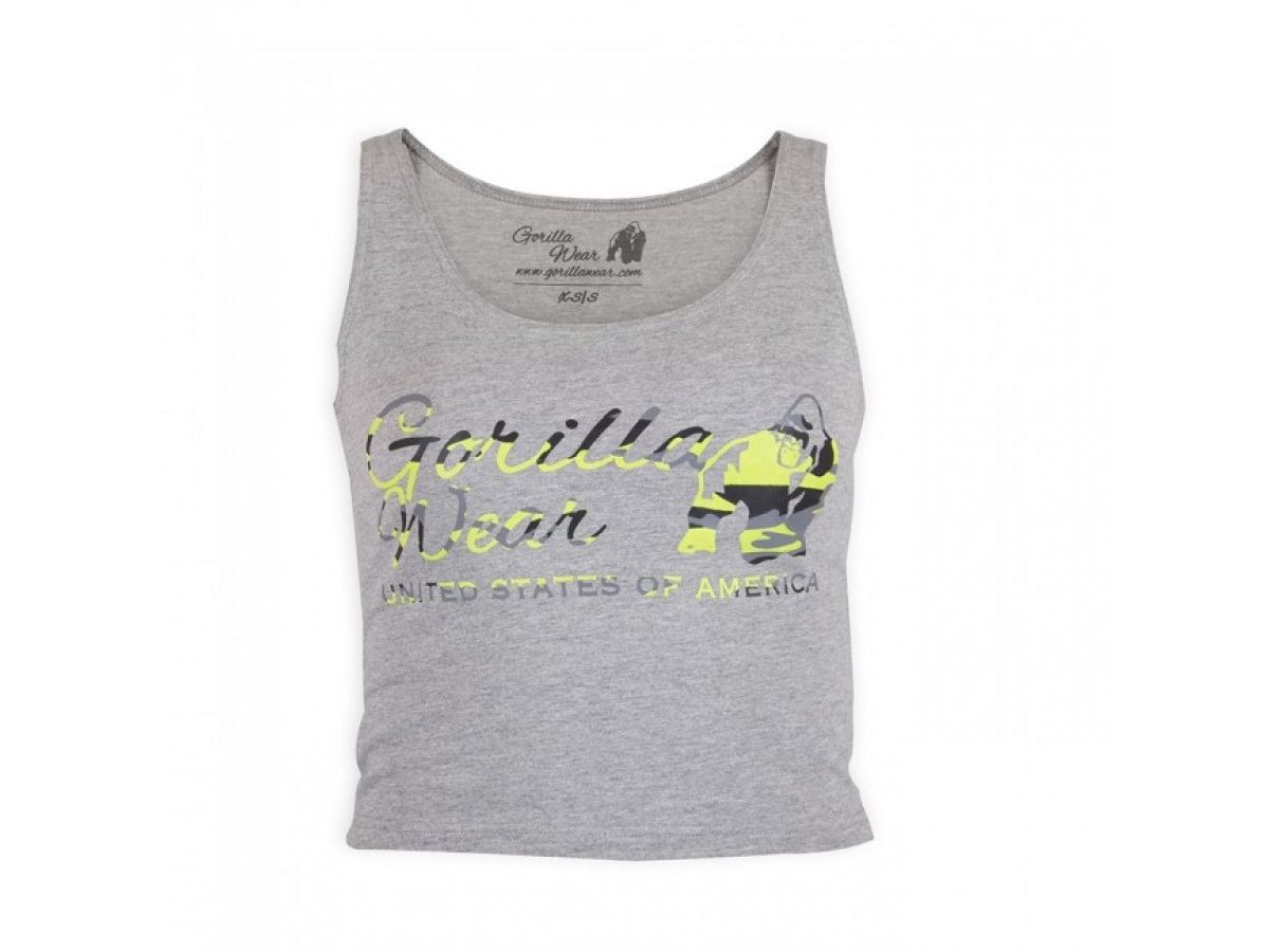 GORILLA WEAR - OAKLAND CROP TANK - SZÜRKE/NEON LIME TRIKÓ