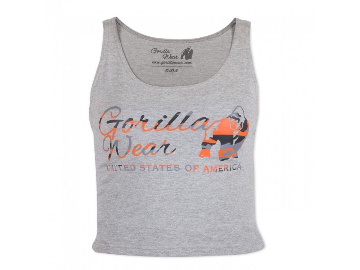 GORILLA WEAR - OAKLAND CROP TANK - SZÜRKE/NEON NARANCS TRIKÓ