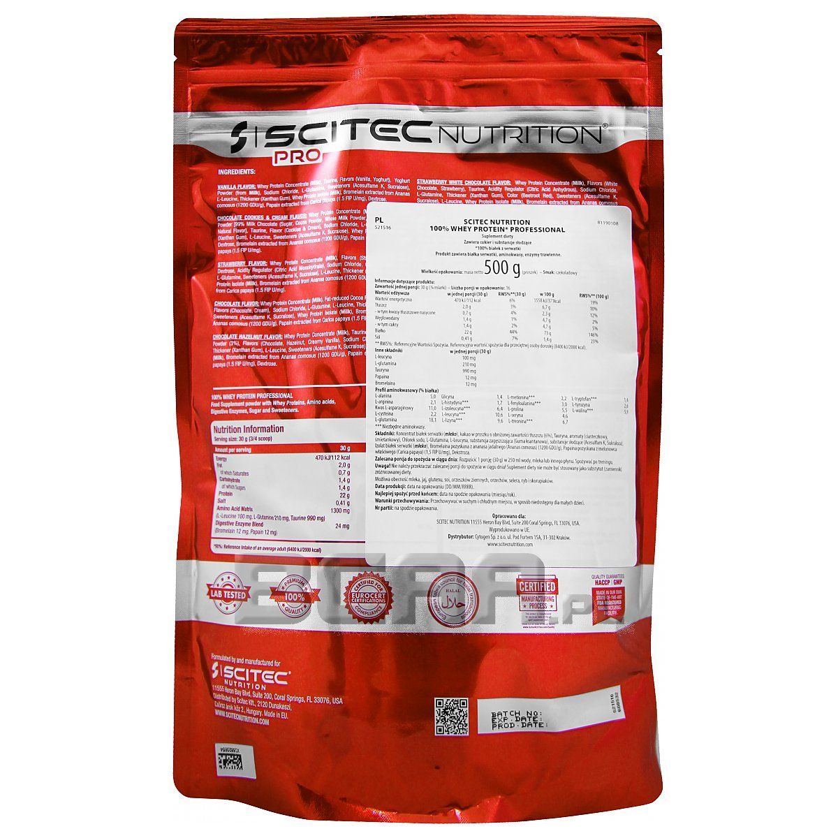 SCITEC NUTRITION - 100% WHEY PROTEIN PROFESSIONAL - 500 G