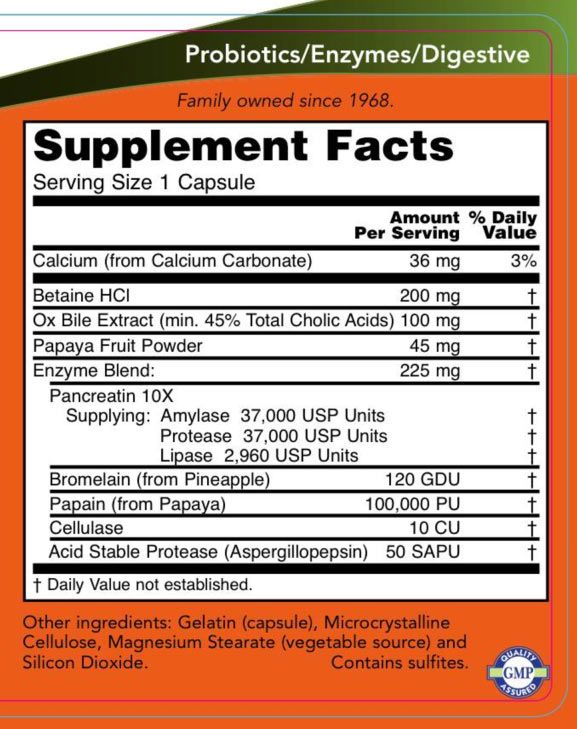 NOW - SUPER ENZYMES - EMÉSZTŐENZIM KEVERÉK - 180 KAPSZULA