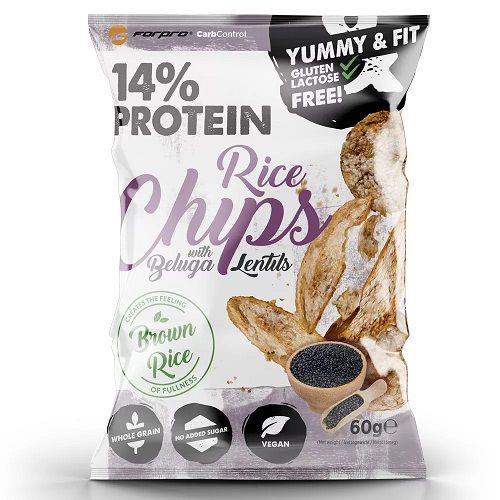 FORPRO - 14% PROTEIN RICE CHIPS WITH BELUGA LENTILS - 18X60G
