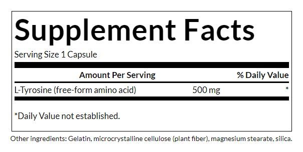 SWANSON - L-TYROSINE 500 MG - 100 KAPSZULA SWANSON - L-TYROSINE 500 MG - 100 KAPSZULA