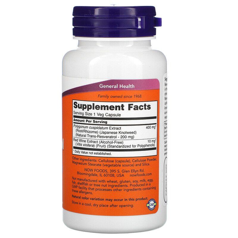 NOW - TERMÉSZETES RESVERATROL 200 MG - 60 KAPSZULA NOW - TERMÉSZETES RESVERATROL 200 MG - 60 KAPSZULA