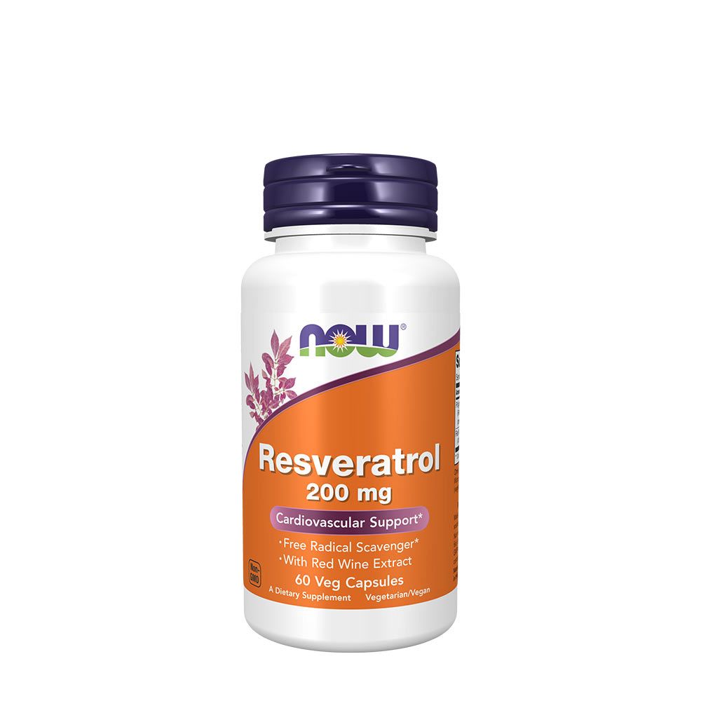 NOW - NATURAL RESVERATROL 200 MG - WITH RED WINE EXTRACT - 60 KAPSZULA