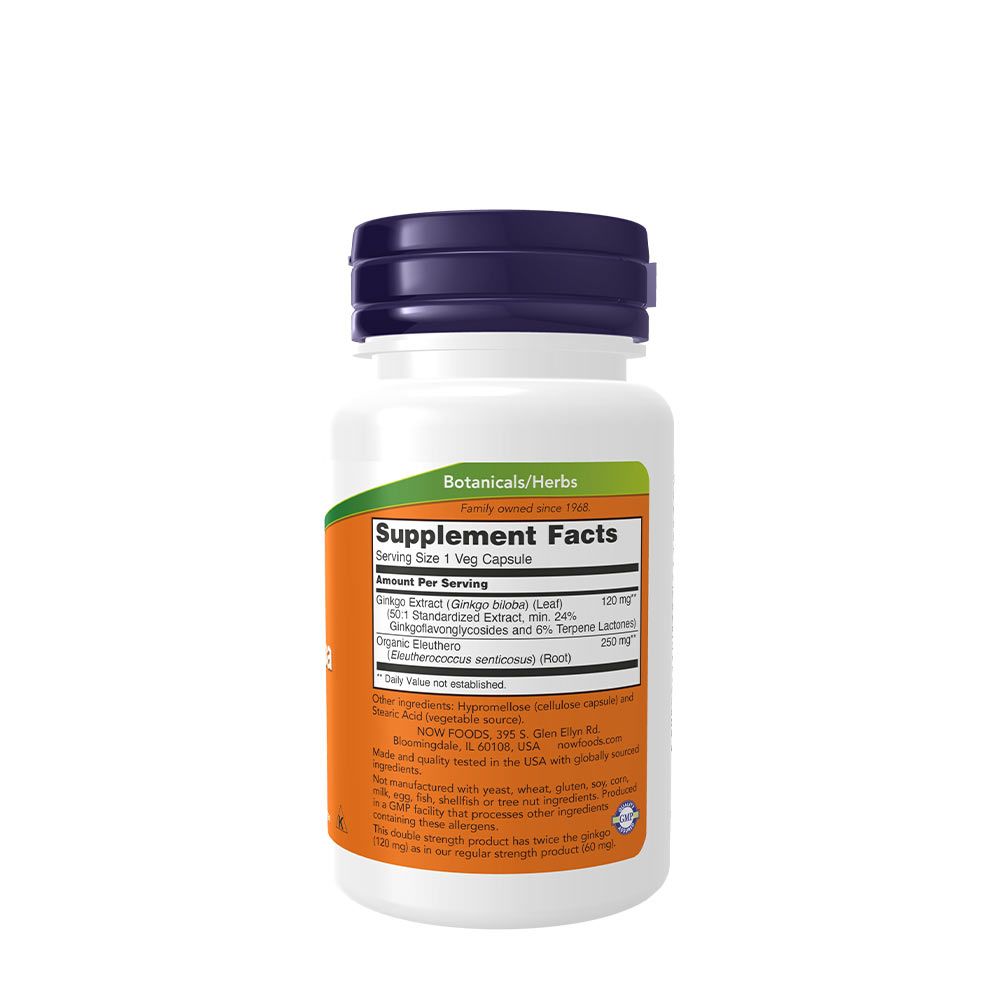 NOW - GINKGO BILOBA, DOUBLE STRENGTH 120 MG - ERŐS PÁFRÁNYFENYŐ KIVONAT - 50 KAPSZULA NOW - GINKGO BILOBA, DOUBLE STRENGTH 120 MG - ERŐS PÁFRÁNYFENYŐ KIVONAT - 50 KAPSZULA