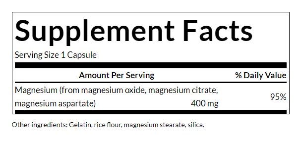 SWANSON - TRIPLE MAGNEZIUM COMPLEX 400 MG - 100 KAPSZULA SWANSON - TRIPLE MAGNEZIUM COMPLEX 400 MG - 100 KAPSZULA
