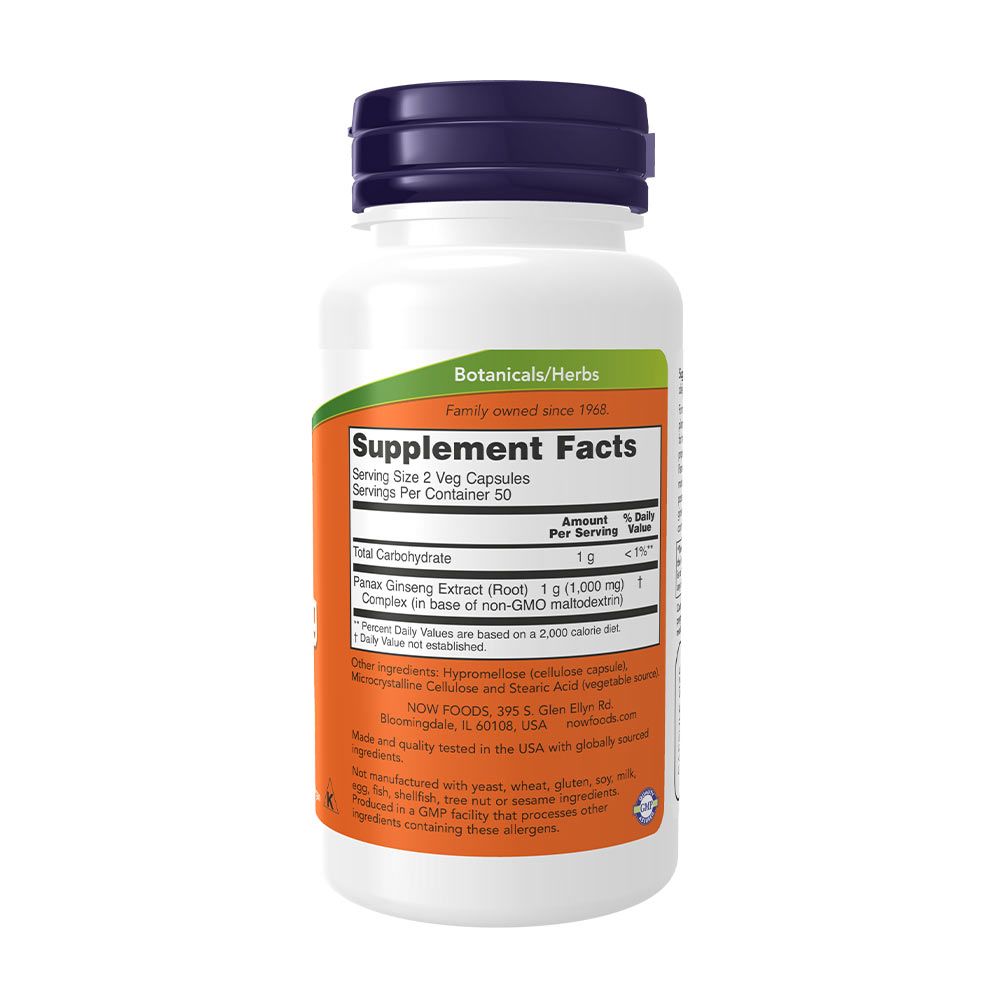 NOW - PANAX GINSENG 500 MG - 100 KAPSZULA NOW - PANAX GINSENG 500 MG - 100 KAPSZULA