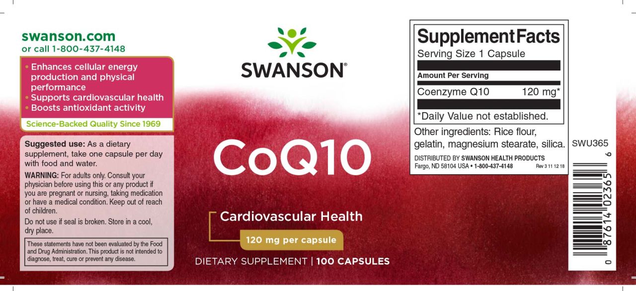 SWANSON - COQ10 120 MG - 100 KAPSZULA SWANSON - COQ10 120 MG - 100 KAPSZULA