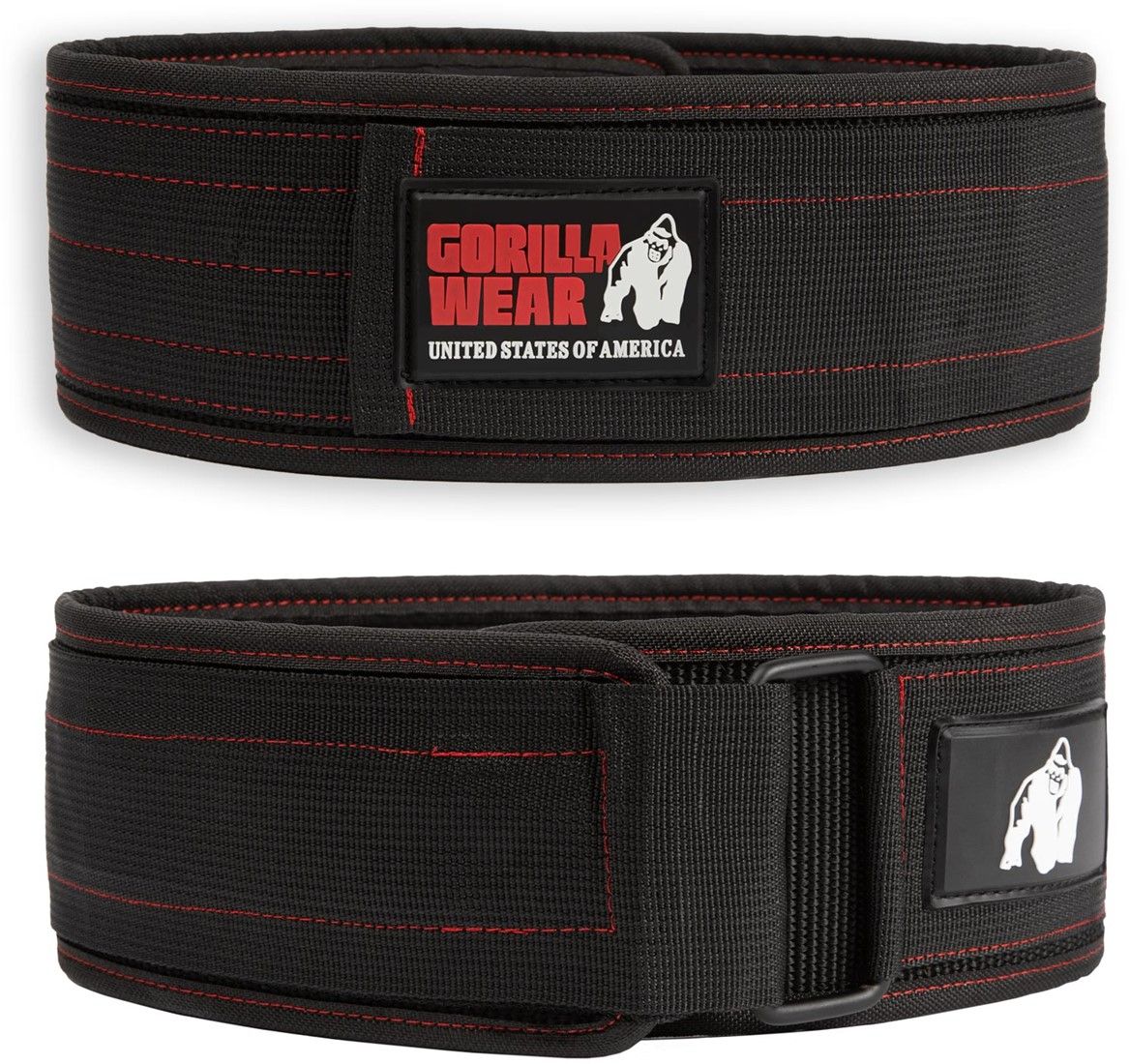 GORILLA WEAR - 4 INCH NYLON LIFTING BELT - SÚLYEMELŐ ÖV - FEKETE/PIROS