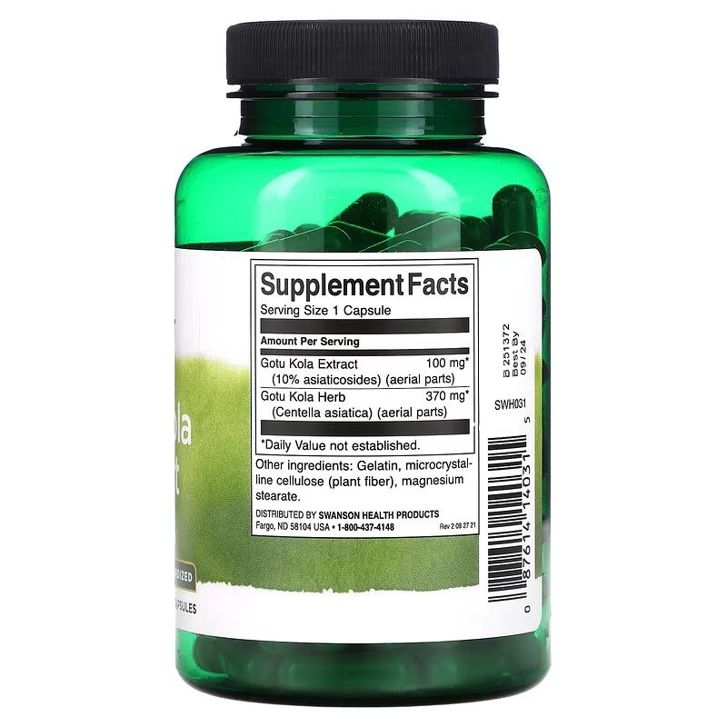SWANSON - GOTU KOLA EXTRACT 100 MG - 120 KAPSZULA SWANSON - GOTU KOLA EXTRACT 100 MG - 120 KAPSZULA
