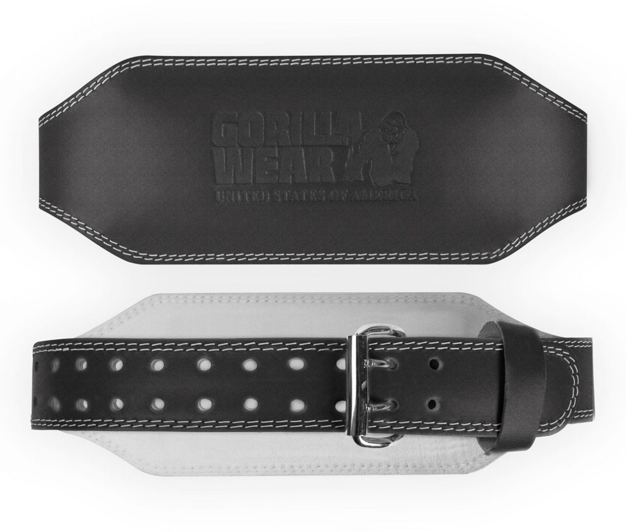 GORILLA WEAR - 6 INCH PADDED LEATHER LIFTING BELT - BŐR SÚLYEMELŐ ÖV - FEKETE