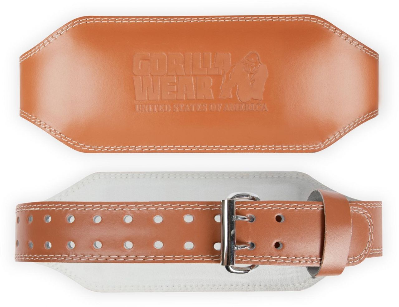 GORILLA WEAR - 6 INCH PADDED LEATHER LIFTING BELT - BŐR SÚLYEMELŐ ÖV - BARNA