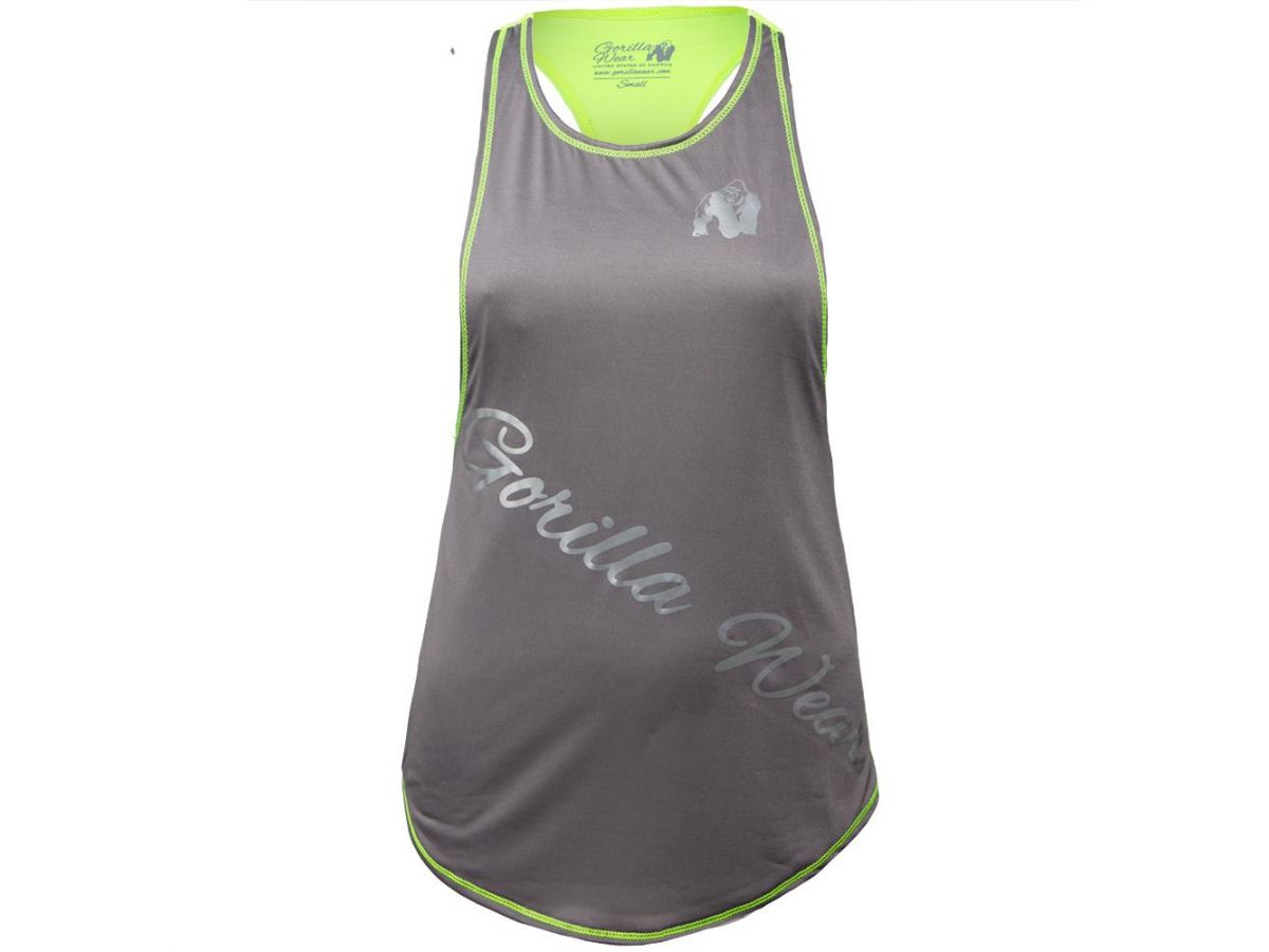 GORILLA WEAR - FLORIDA STRINGER TANK TOP - NŐI TRIKÓ - SZÜRKE/NEON LIME GORILLA WEAR - FLORIDA STRINGER TANK TOP - NŐI TRIKÓ - SZÜRKE/NEON LIME