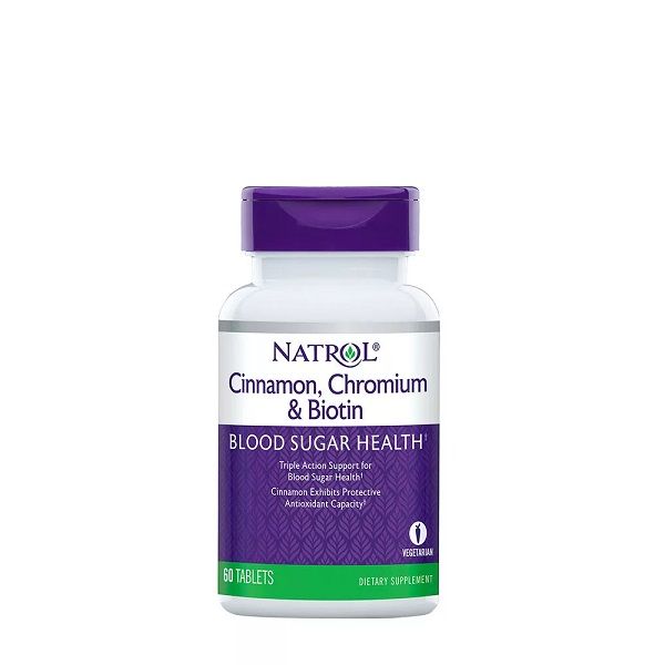 NATROL - CINNAMON BIOTIN CHROMIUM - FAHÉJ, KRÓM ÉS BIOTIN - 60 TABLETTA