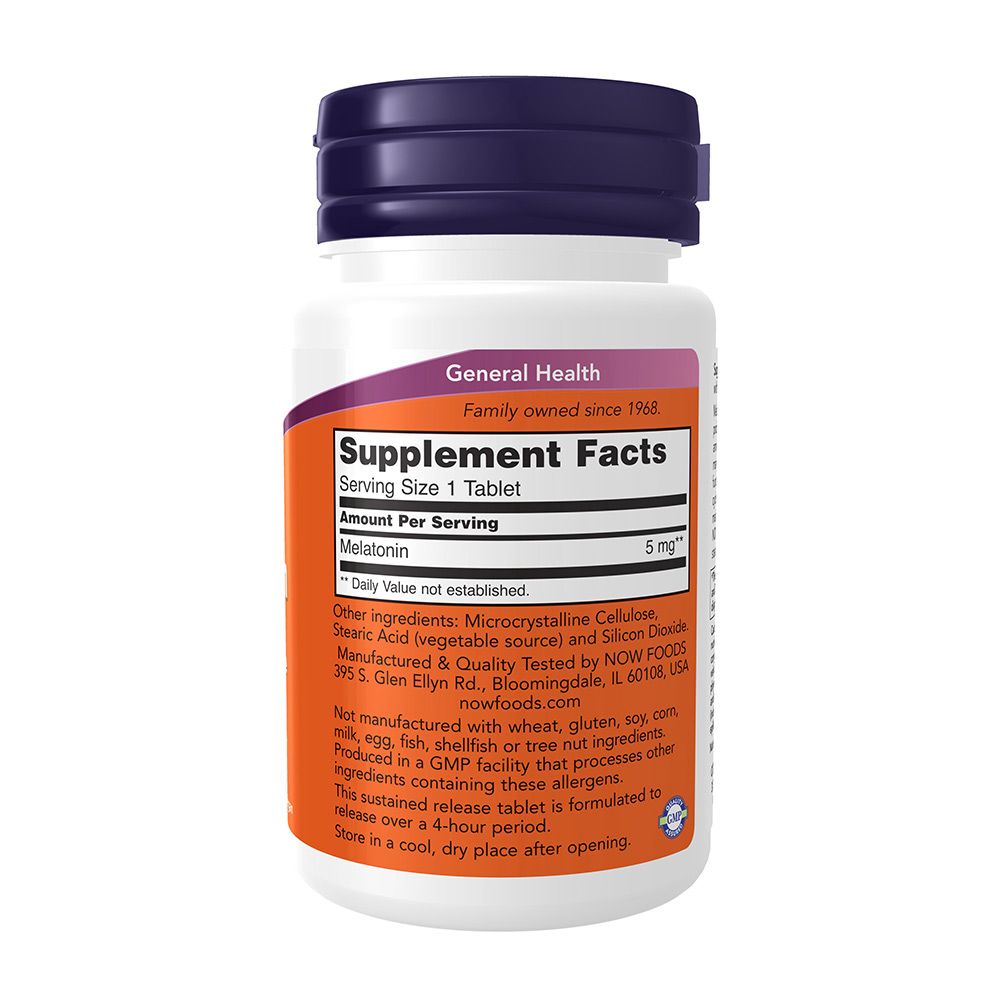 NOW - MELATONIN 5 MG SUSTAINED RELEASE - NYÚJTOTT FELSZÍVÓDÁSÚ MELATONIN - 120 TABLETTA NOW - MELATONIN 5 MG SUSTAINED RELEASE - NYÚJTOTT FELSZÍVÓDÁSÚ MELATONIN - 120 TABLETTA