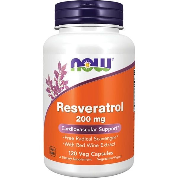 NOW - NATURAL RESVERATROL 200 MG - WITH RED WINE EXTRACT - 120 KAPSZULA
