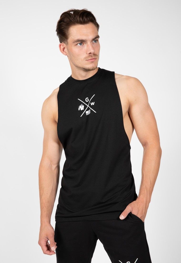 GORILLA WEAR - CISCO DROP ARMHOLE TANK TOP - FEKETE/FEHÉR TRIKÓ