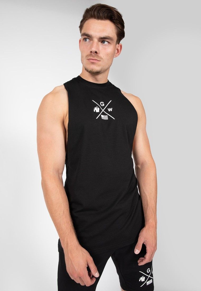 GORILLA WEAR - CISCO DROP ARMHOLE TANK TOP - FEKETE/FEHÉR TRIKÓ