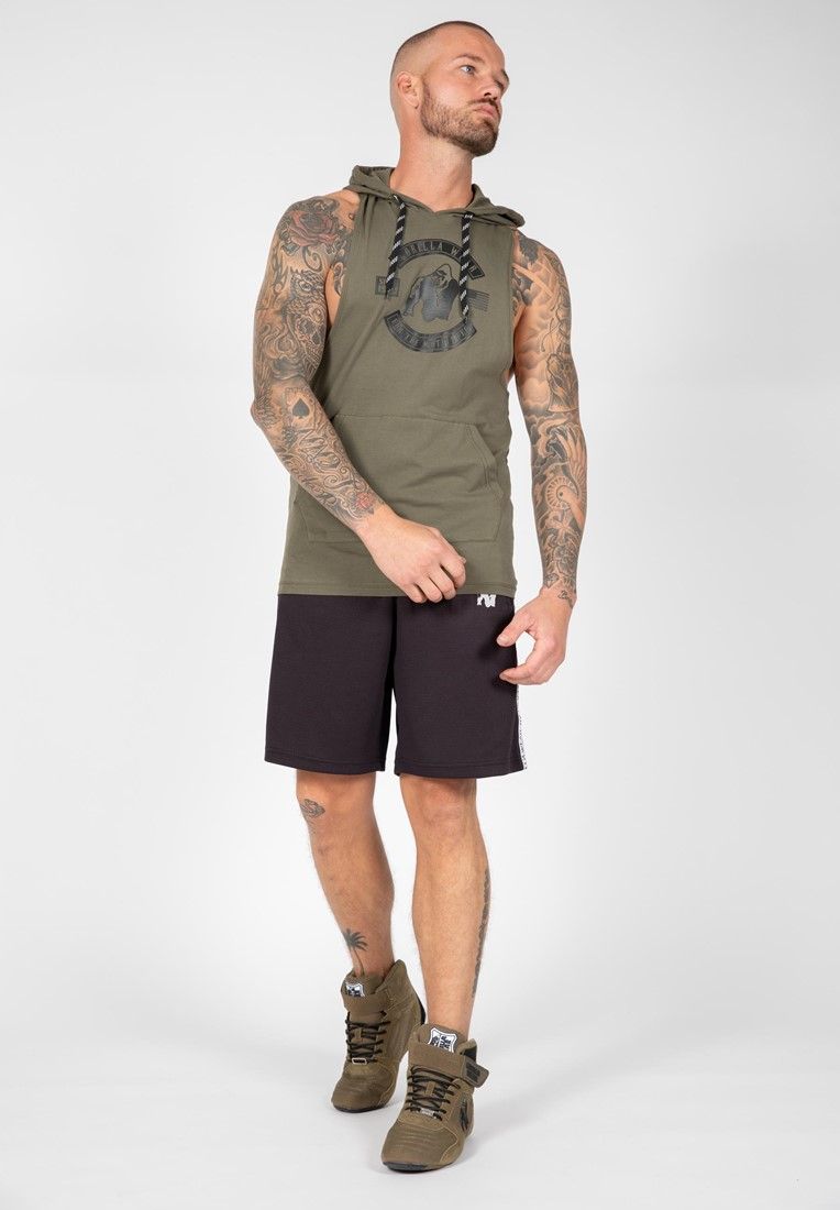 GORILLA WEAR - LAWRENCE HOODED TANK TOP - ARMY ZÖLD TRIKÓ