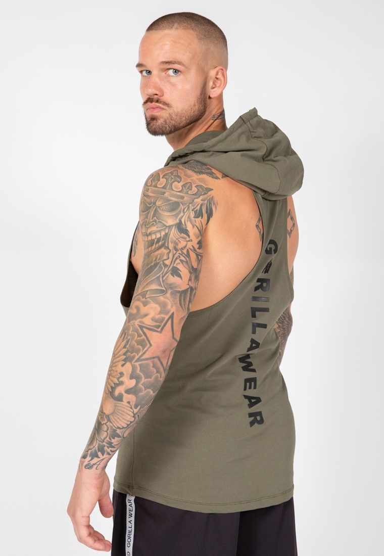 GORILLA WEAR - LAWRENCE HOODED TANK TOP - ARMY ZÖLD TRIKÓ