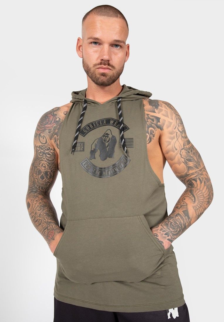 GORILLA WEAR - LAWRENCE HOODED TANK TOP - ARMY ZÖLD TRIKÓ