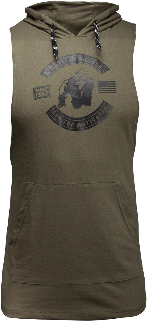 GORILLA WEAR - LAWRENCE HOODED TANK TOP - ARMY ZÖLD TRIKÓ