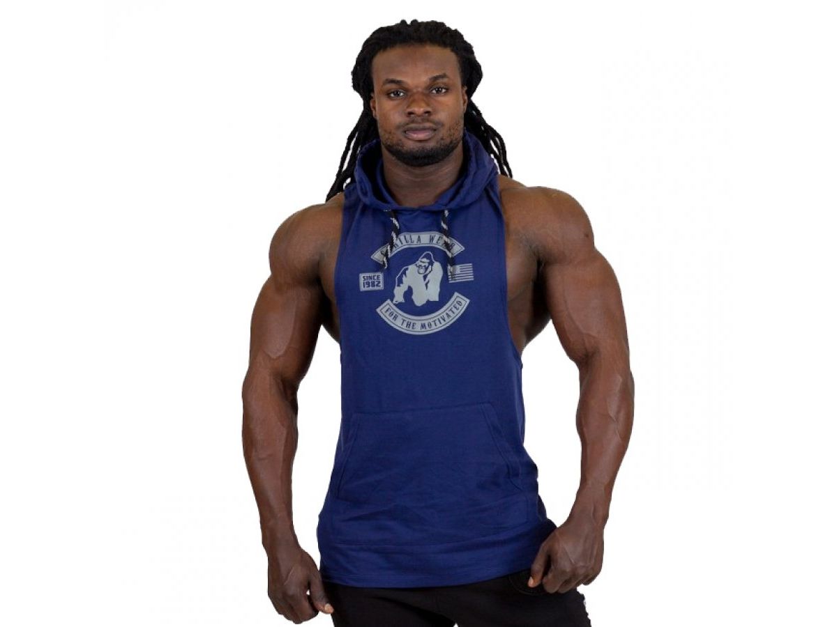 GORILLA WEAR - LAWRENCE HOODED TANK TOP - NAVY KÉK TRIKÓ