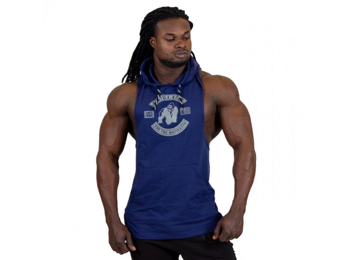 GORILLA WEAR - LAWRENCE HOODED TANK TOP - NAVY KÉK TRIKÓ