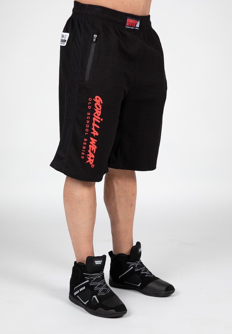 GORILLA WEAR - AUGUSTINE OLD SCHOOL SHORTS - FEKETE/PIROS RÖVIDNADRÁG