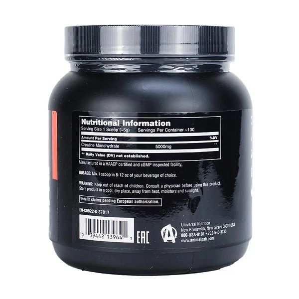 UNIVERSAL NUTRITION - ANIMAL CREATINE - ÍZESÍTETLEN KREATIN-MONOHIDRÁT POR - 500 G