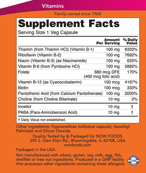 NOW - B-100 VITAMIN - 250 KAPSZULA NOW - B-100 VITAMIN - 250 KAPSZULA