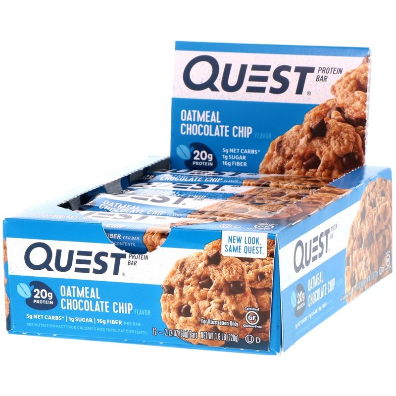 QUEST - QUEST PROTEIN BAR - 12X60 G - OATMEAL CHOCOLATE CHIP/ZABOS CSOKOLÁDÉ