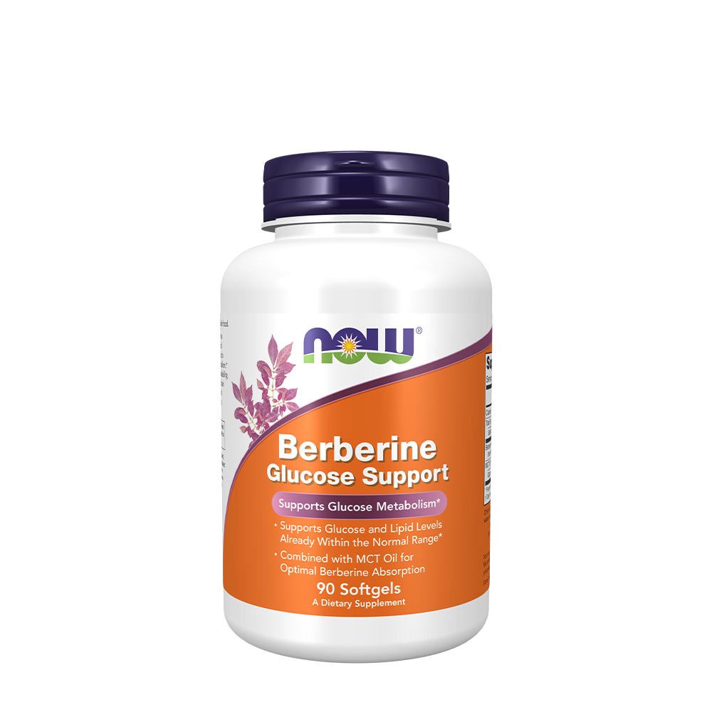 NOW - BERBERINE GLUCOSE SUPPORT - GLÜKÓZ ANYAGCSERÉT TÁMOGATÓ LÁGYKAPSZULA - 90 LÁGYKAPSZULA