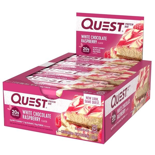 QUEST - QUEST PROTEIN BAR - 12X60 G - WHITE CHOCOLATE-RASPBERRY/FEHÉRCSOKOLÁDÉ-MÁLNA