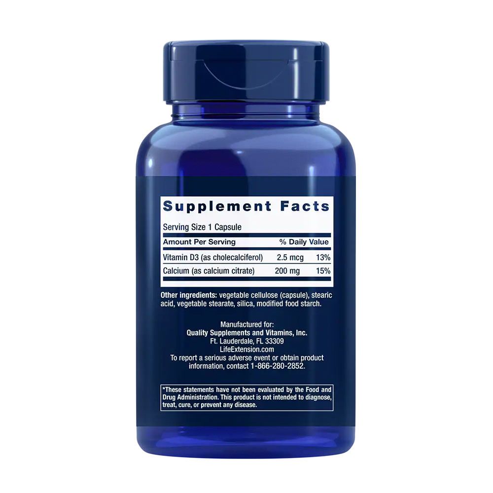 LIFE EXTENSION - CALCIUM CITRATE WITH VITAMIN D - 200 KAPSZULA