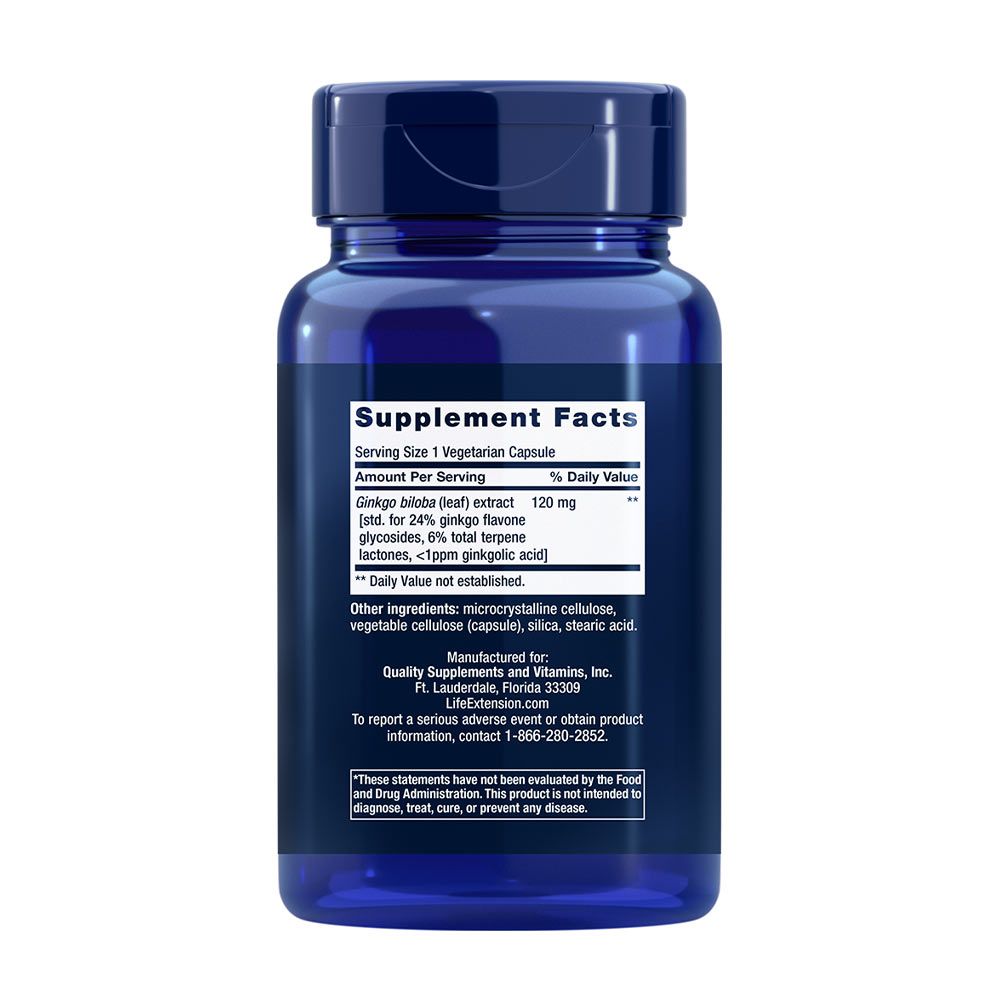 LIFE EXTENSION - GINKGO BILOBA CERTIFIED EXT 120 MG - 365 KAPSZULA LIFE EXTENSION - GINKGO BILOBA CERTIFIED EXT 120 MG - 365 KAPSZULA