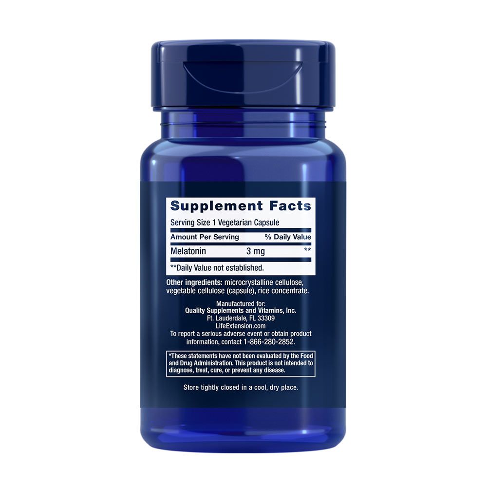 LIFE EXTENSION - MELATONIN 3 MG - 60 KAPSZULA LIFE EXTENSION - MELATONIN 3 MG - 60 KAPSZULA