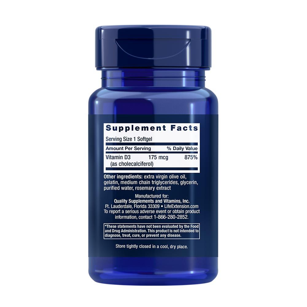LIFE EXTENSION - VITAMIN D3 175 MCG (7000 IU) - 60 KAPSZULA