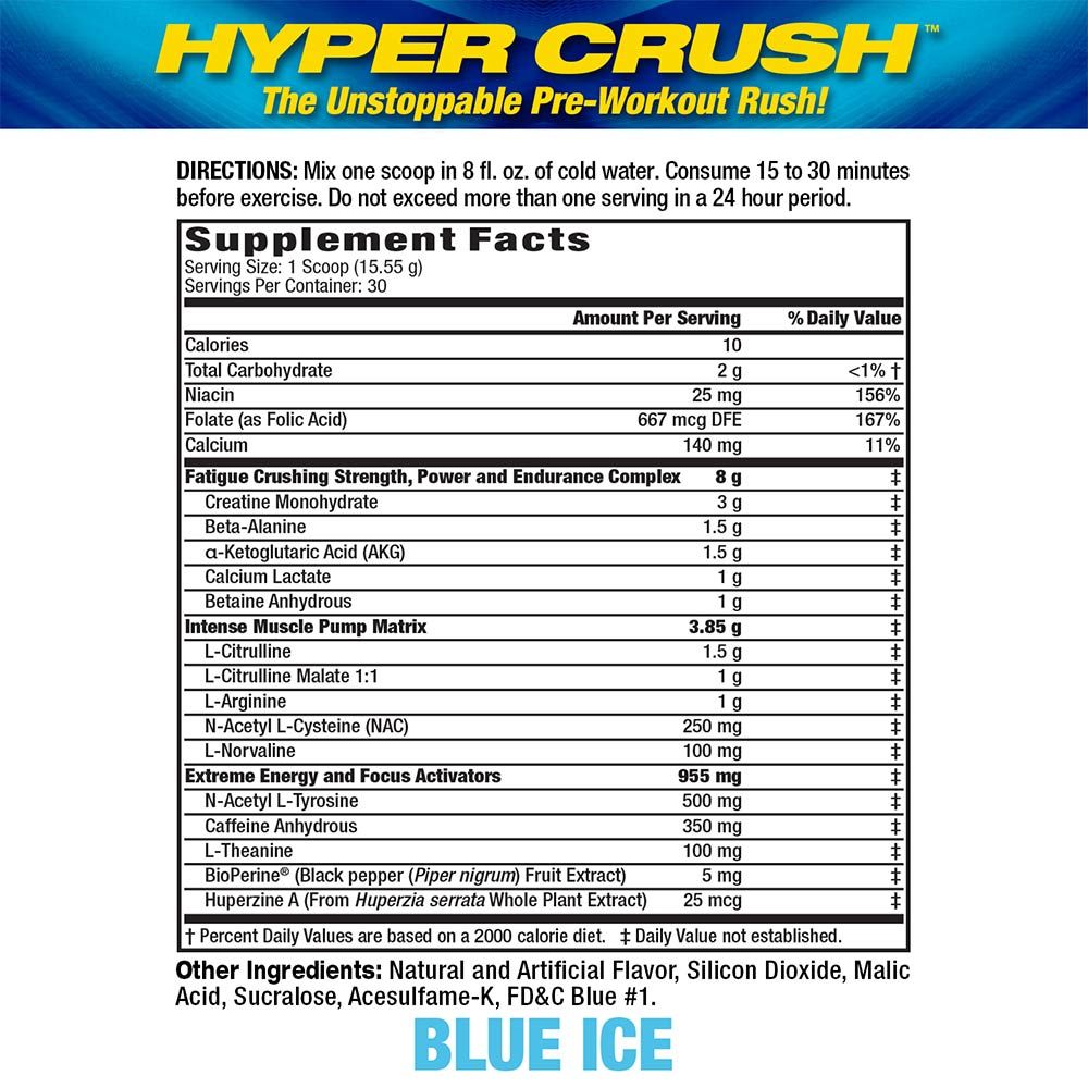MHP - HYPER CRUSH - EDZÉS ELŐTTI TELJESÍTMÉNYFOKOZÓ - 460 G MHP - HYPER CRUSH - EDZÉS ELŐTTI TELJESÍTMÉNYFOKOZÓ - 460 G