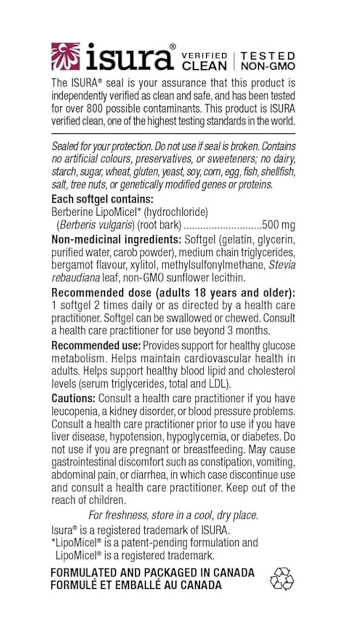 NATURAL FACTORS - BERBERINE LIPOMICEL MATRIX - 120 KAPSZULA NATURAL FACTORS - BERBERINE LIPOMICEL MATRIX - 120 KAPSZULA