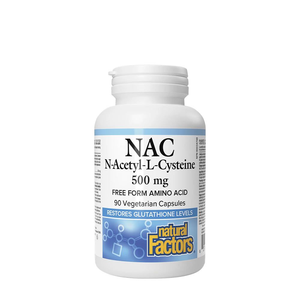 NATURAL FACTORS - N-ACETYL-L-CYSTEINE AMINO ACID 500 MG - 90 KAPSZULA NATURAL FACTORS - N-ACETYL-L-CYSTEINE AMINO ACID 500 MG - 90 KAPSZULA