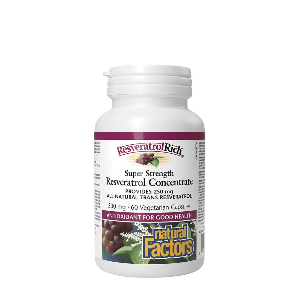 NATURAL FACTORS - RESVERATROLRICH SUPER STRENGTH RESVERATROL KONCENTRÁTUM 500 MG - 60 KAPSZULA