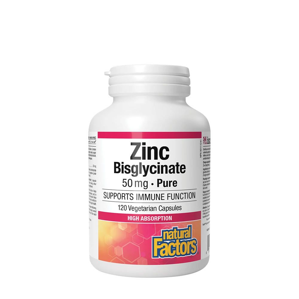 NATURAL FACTORS - CINK BISZGLICINÁT 50 MG - 120 KAPSZULA