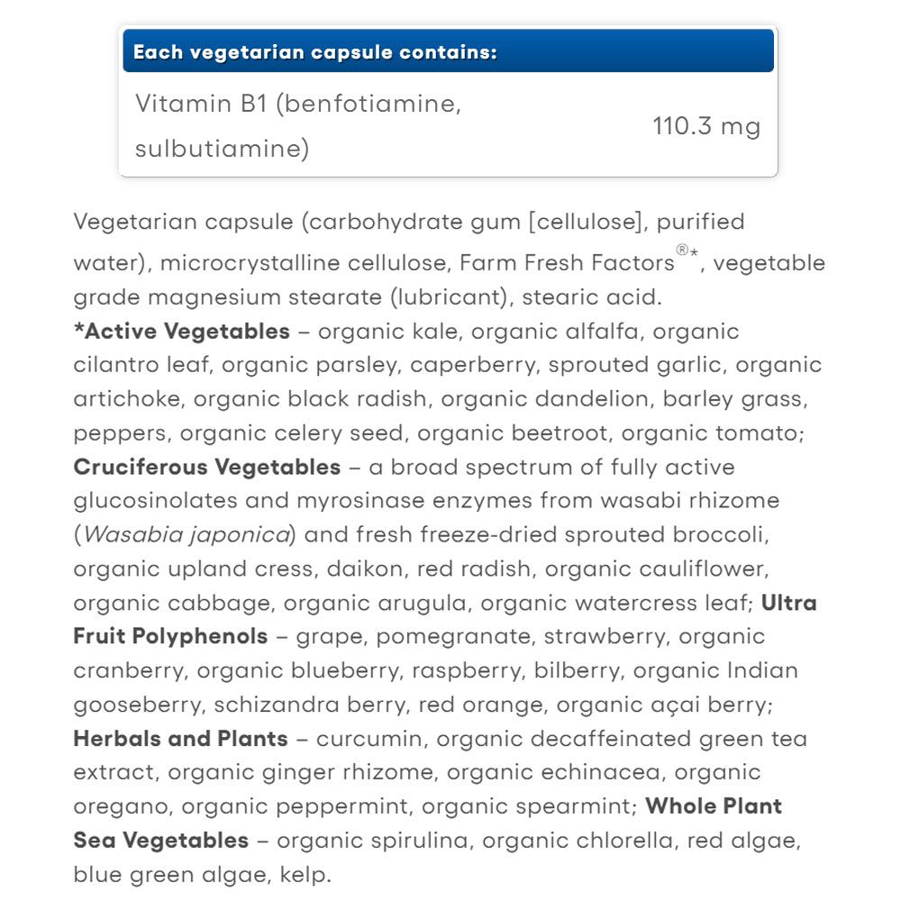 NATURAL FACTORS - BIOCOENZYMATED BENFOTIAMINE • B1 PLUS SULBUTIAMINE - 60 KAPSZULA
