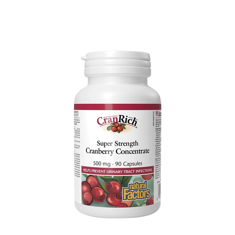 NATURAL FACTORS - SUPER STRENGTH CRANBERRY CONCENTRATE 500 MG - 90 KAPSZULA