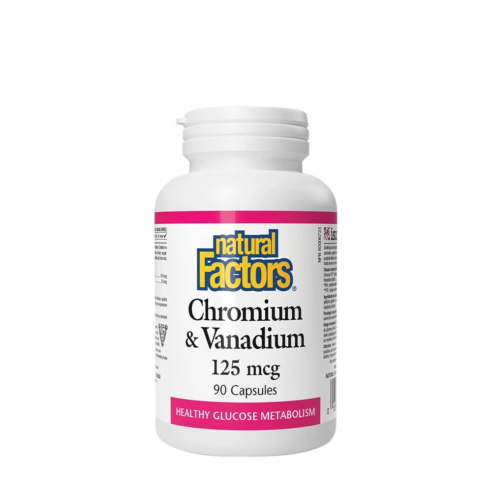 NATURAL FACTORS - CHROMIUM & VANADIUM 125 MCG - 90 KAPSZULA NATURAL FACTORS - CHROMIUM & VANADIUM 125 MCG - 90 KAPSZULA