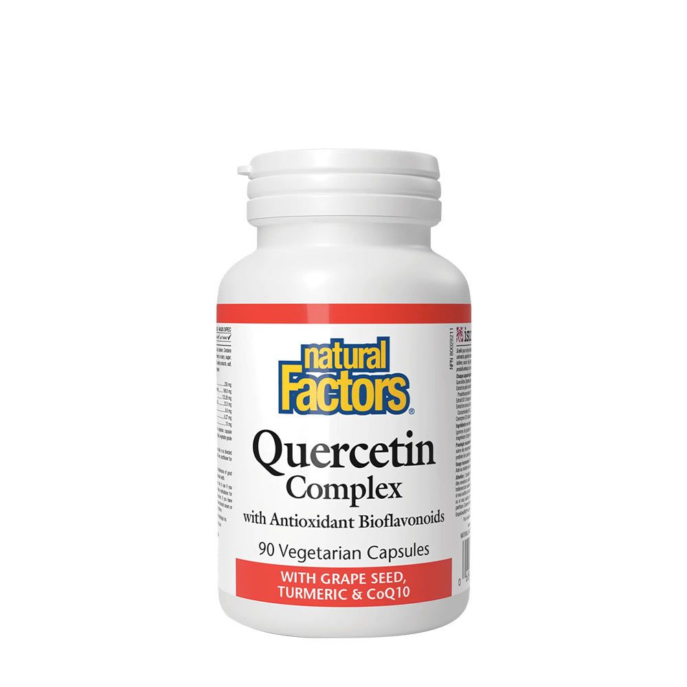 NATURAL FACTORS - QUERCETIN KOMPLEX SZŐLŐMAGGAL, KURKUMÁVAL ÉS COQ10-ZEL - 90 KAPSZULA NATURAL FACTORS - QUERCETIN KOMPLEX SZŐLŐMAGGAL, KURKUMÁVAL ÉS COQ10-ZEL - 90 KAPSZULA