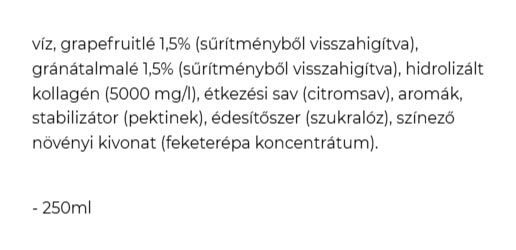 VÍZANGYAL - ZERO KOLLAGÉNES ITAL - GRÁNÁTALMA ÉS GRAPEFRUIT - 250 ML VÍZANGYAL - ZERO KOLLAGÉNES ITAL - GRÁNÁTALMA ÉS GRAPEFRUIT - 250 ML