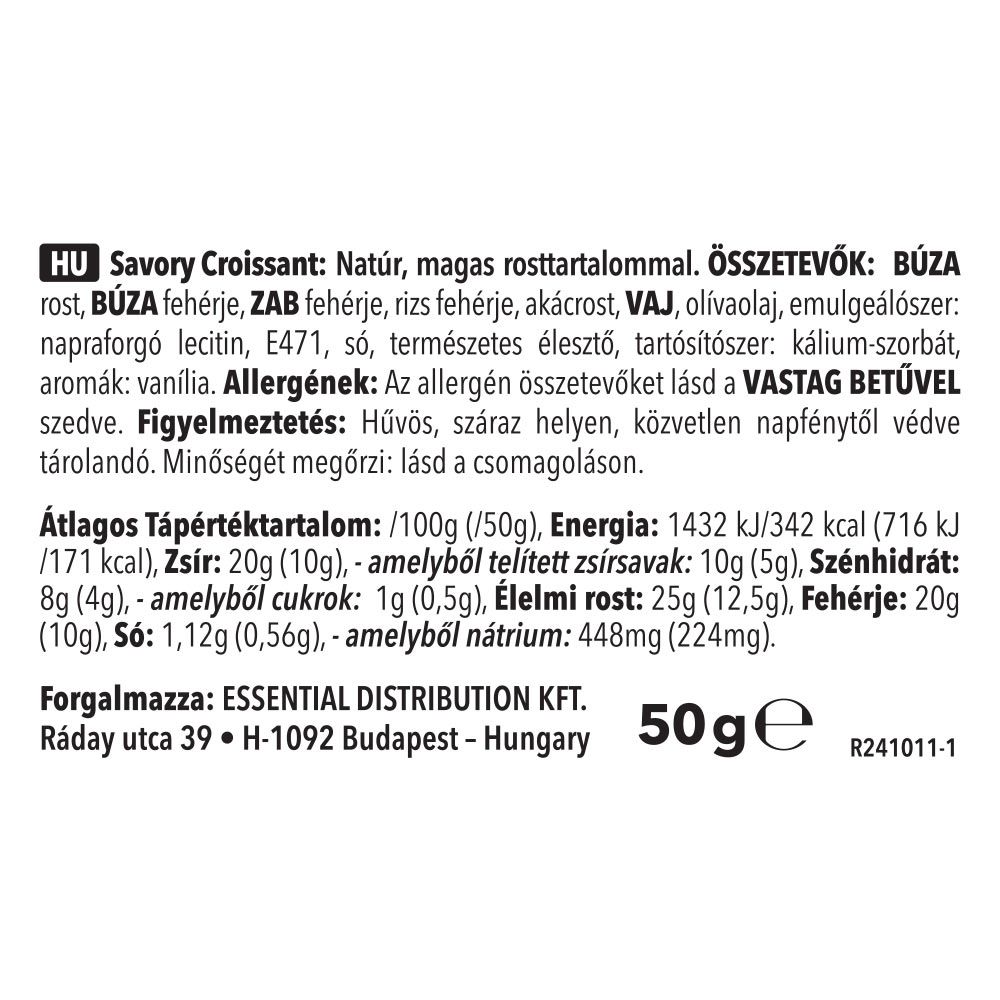 FEELINGOK - HIGH PROTEIN CROISSANT - MAGAS FEHÉRJE TARTALMÚ CROISSANT - SÓS - 50 G FEELINGOK - HIGH PROTEIN CROISSANT - MAGAS FEHÉRJE TARTALMÚ CROISSANT - SÓS - 50 G