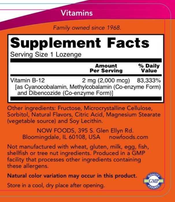 NOW - B12-VITAMIN 2000 MCG - 100 TABLETTA NOW - B12-VITAMIN 2000 MCG - 100 TABLETTA
